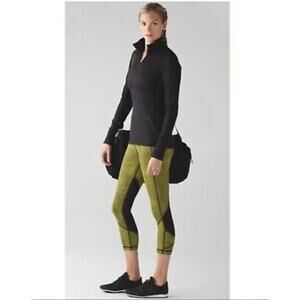 Lululemon Pace Rival Crop (19") Leggings Toxic Green Black Womens Size 4